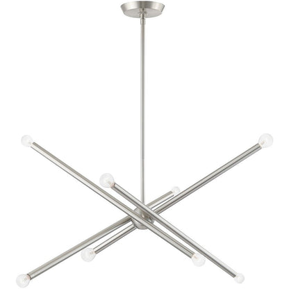 Nickel Eight Light Metal Dimmable Chandelier With Shades HomeRoots