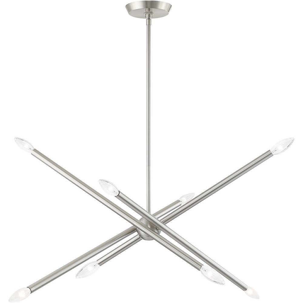 Nickel Eight Light Metal Dimmable Chandelier With Shades HomeRoots