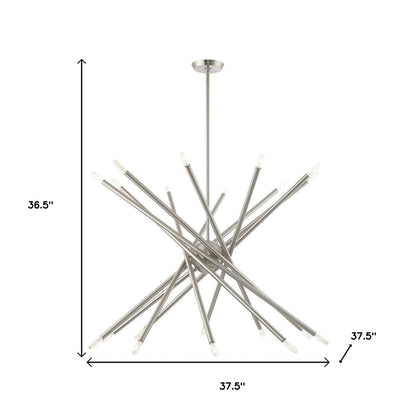 Nickel Multi Light Metal Dimmable Chandelier With Shades HomeRoots