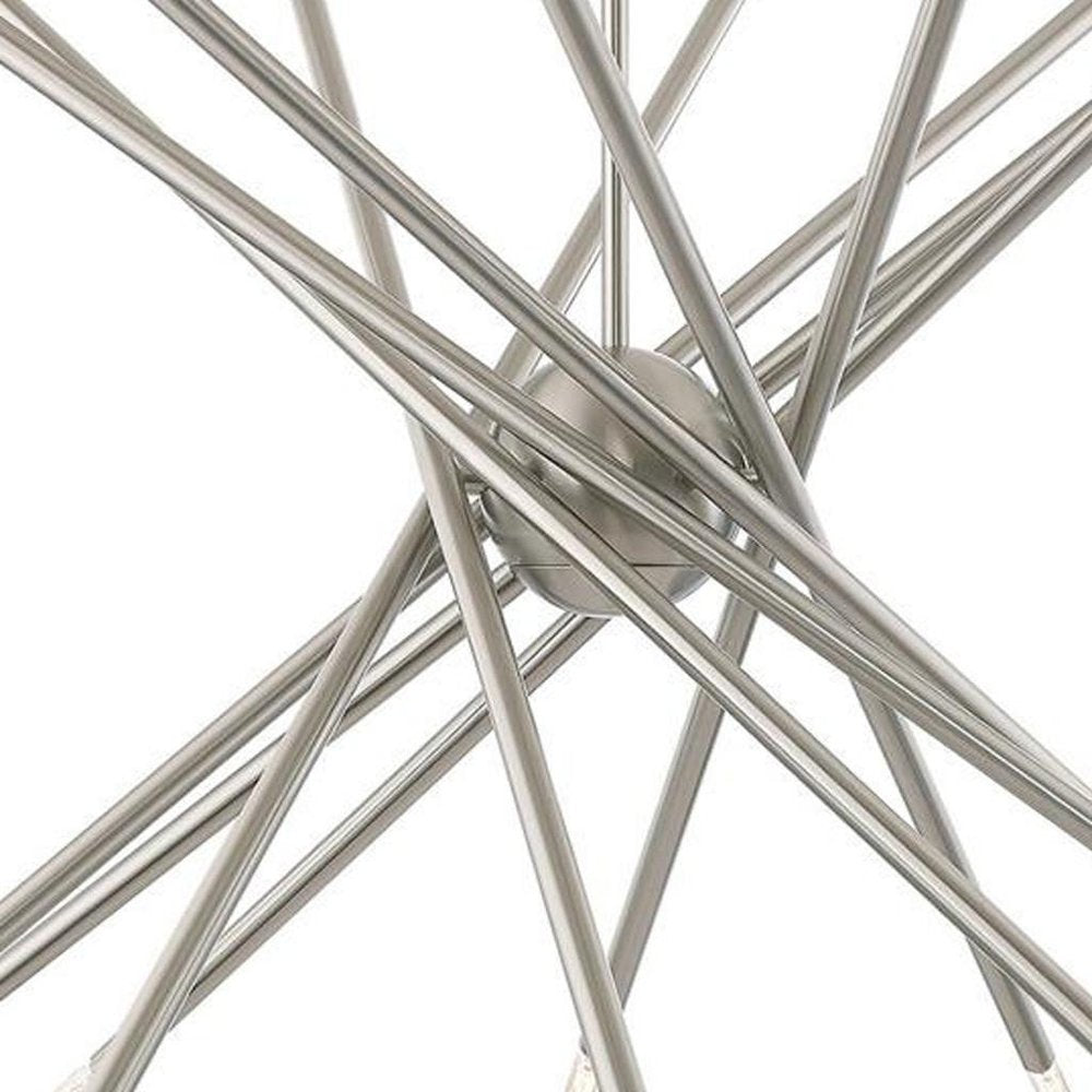 Nickel Multi Light Metal Dimmable Chandelier With Shades HomeRoots