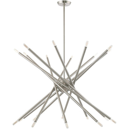 Nickel Multi Light Metal Dimmable Chandelier With Shades HomeRoots