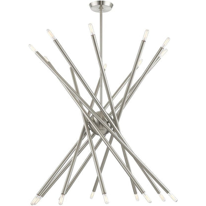 Nickel Multi Light Metal Dimmable Chandelier With Shades HomeRoots