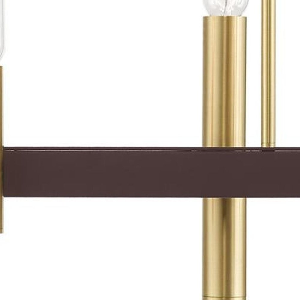 Bronze Four Light Metal Dimmable Chandelier With Shades HomeRoots
