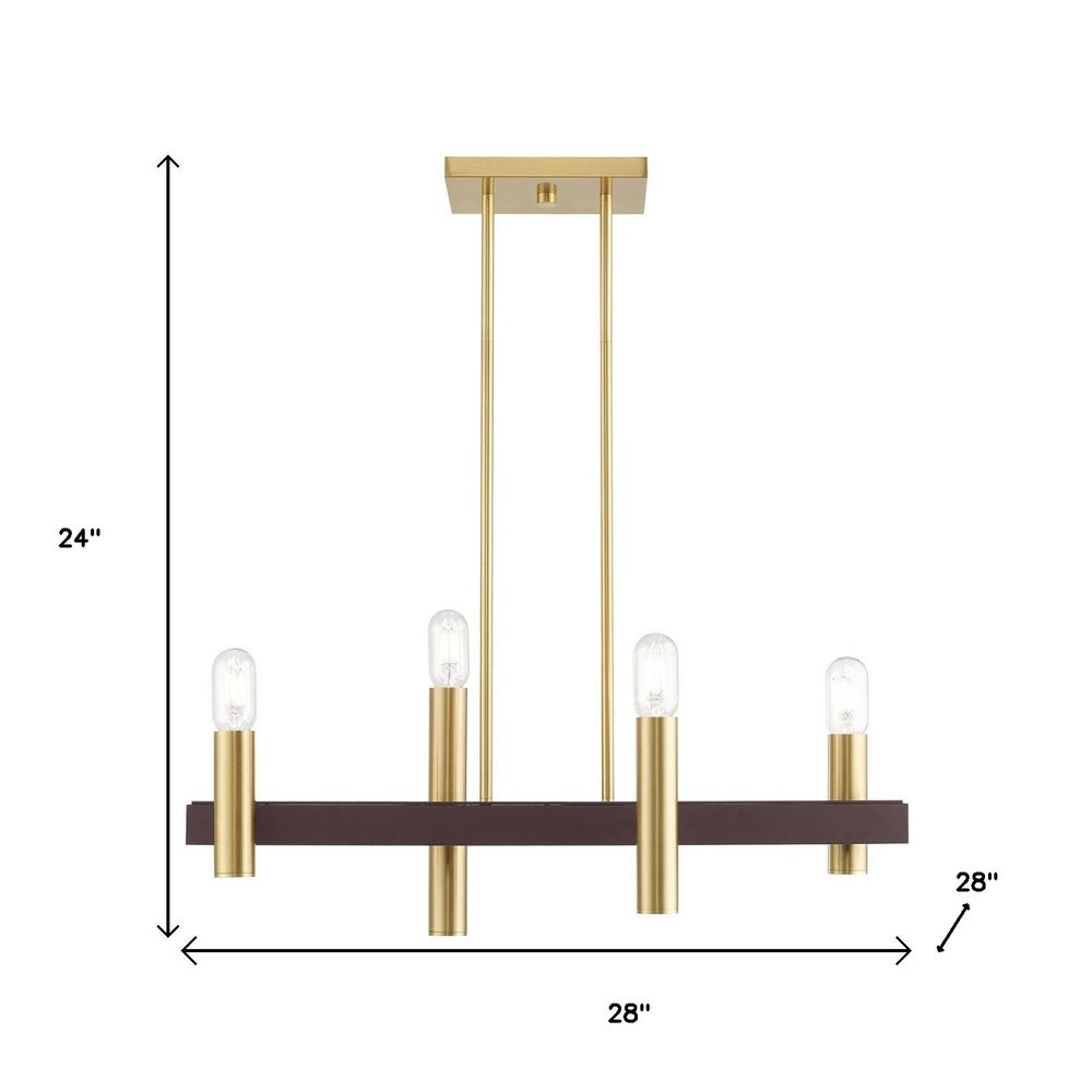 Bronze Four Light Metal Dimmable Chandelier With Shades HomeRoots