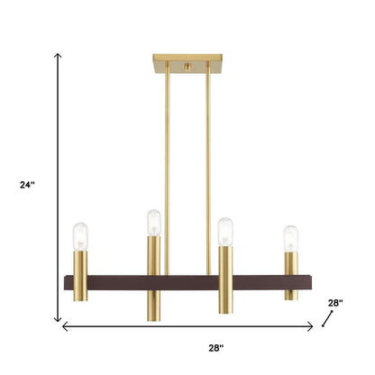 Bronze Four Light Metal Dimmable Chandelier With Shades HomeRoots