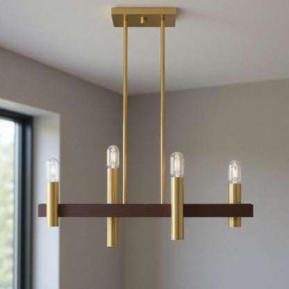 Bronze Four Light Metal Dimmable Chandelier With Shades HomeRoots