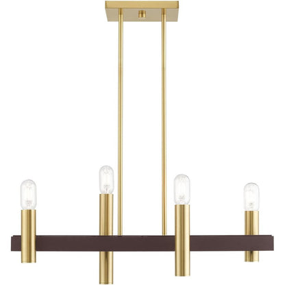 Bronze Four Light Metal Dimmable Chandelier With Shades HomeRoots
