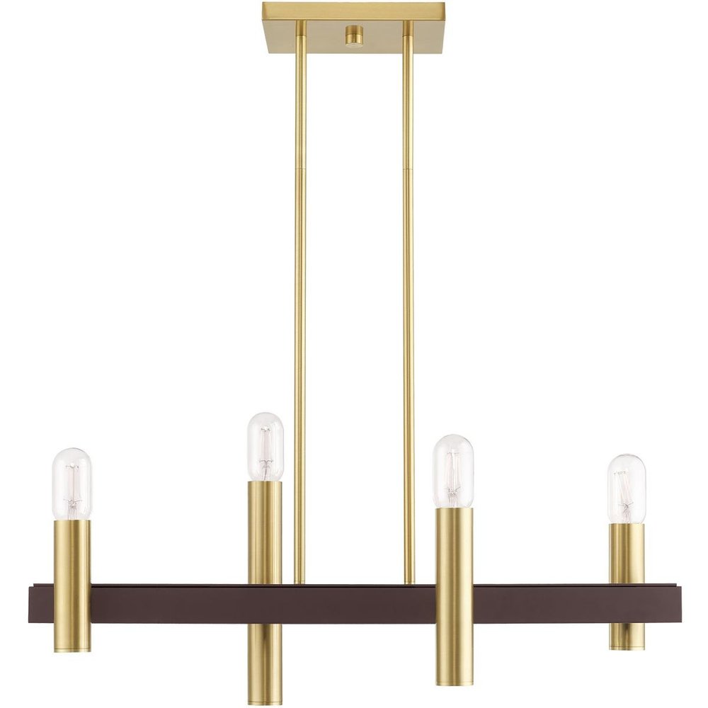 Bronze Four Light Metal Dimmable Chandelier With Shades HomeRoots
