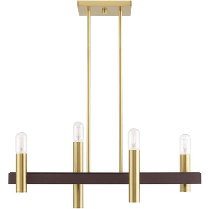 Bronze Four Light Metal Dimmable Chandelier With Shades HomeRoots
