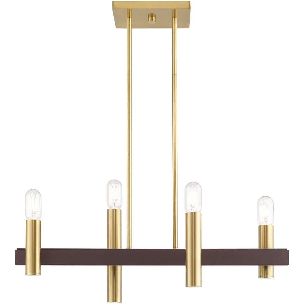 Bronze Four Light Metal Dimmable Chandelier With Shades HomeRoots