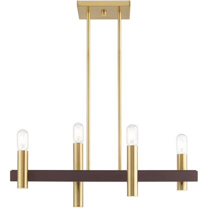 Bronze Four Light Metal Dimmable Chandelier With Shades HomeRoots