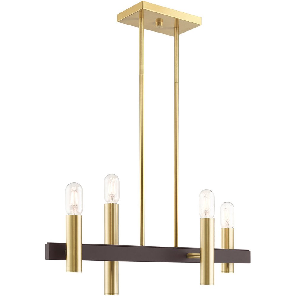 Bronze Four Light Metal Dimmable Chandelier With Shades HomeRoots