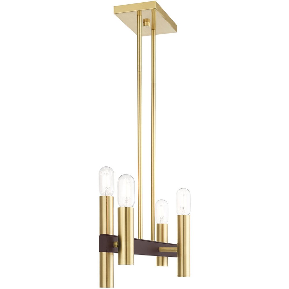 Bronze Four Light Metal Dimmable Chandelier With Shades HomeRoots