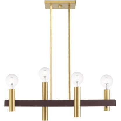 Bronze Four Light Metal Dimmable Chandelier With Shades HomeRoots