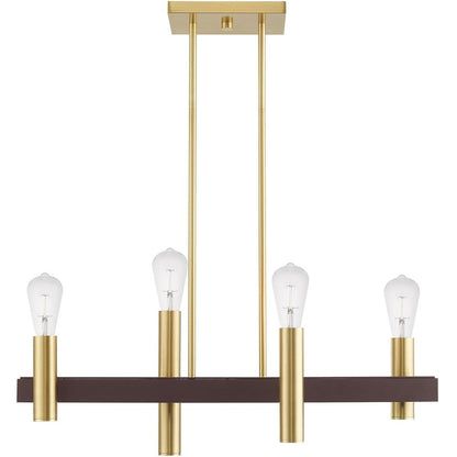 Bronze Four Light Metal Dimmable Chandelier With Shades HomeRoots