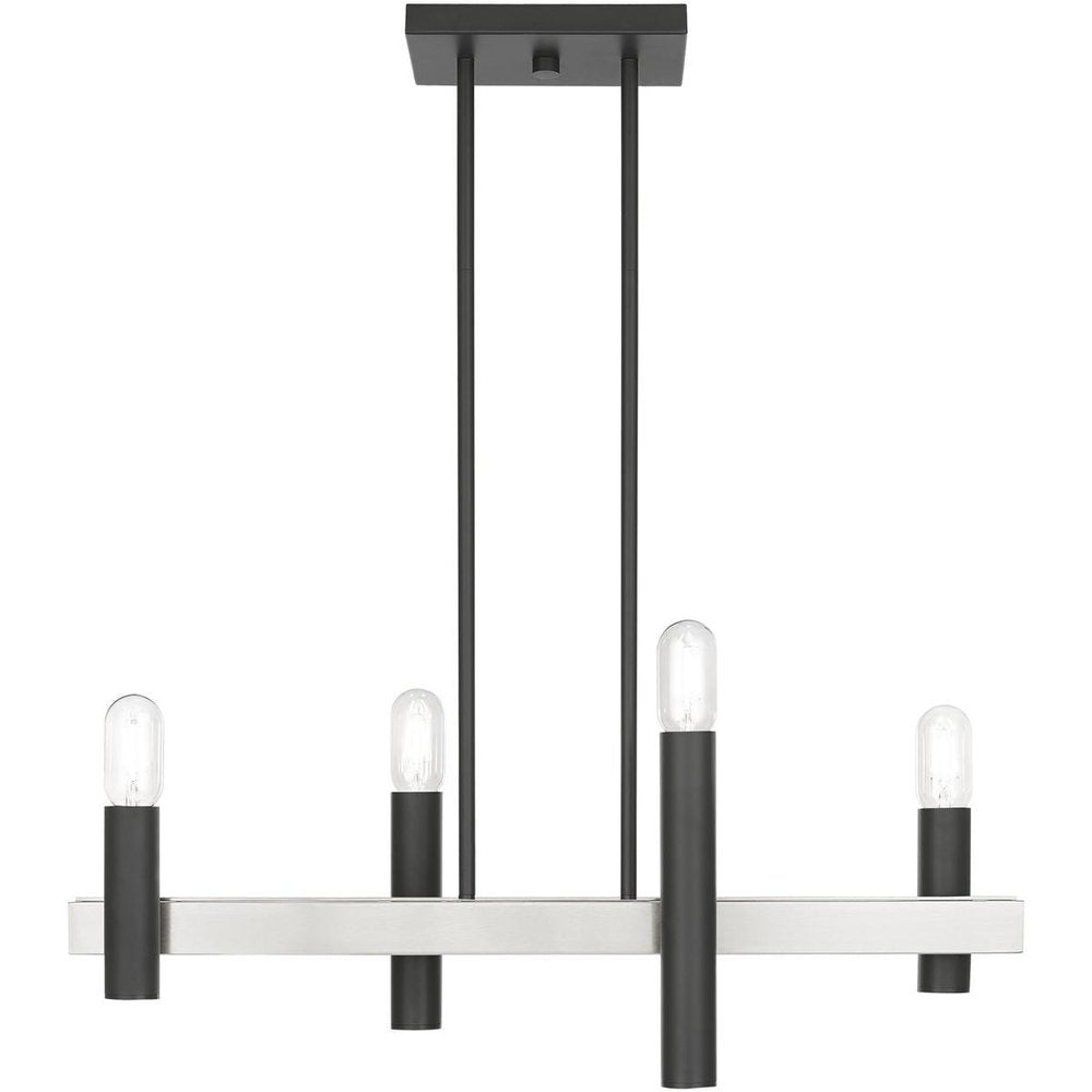 Nickel Four Light Metal Dimmable Chandelier With Shades HomeRoots