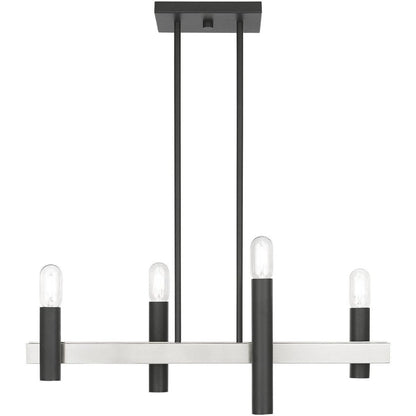 Nickel Four Light Metal Dimmable Chandelier With Shades HomeRoots