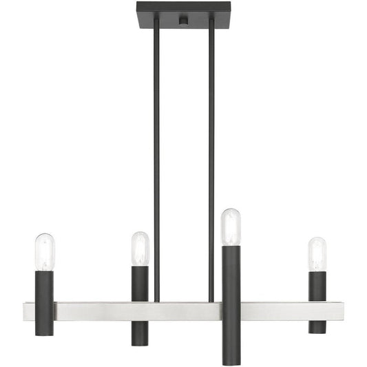Nickel Four Light Metal Dimmable Chandelier With Shades HomeRoots