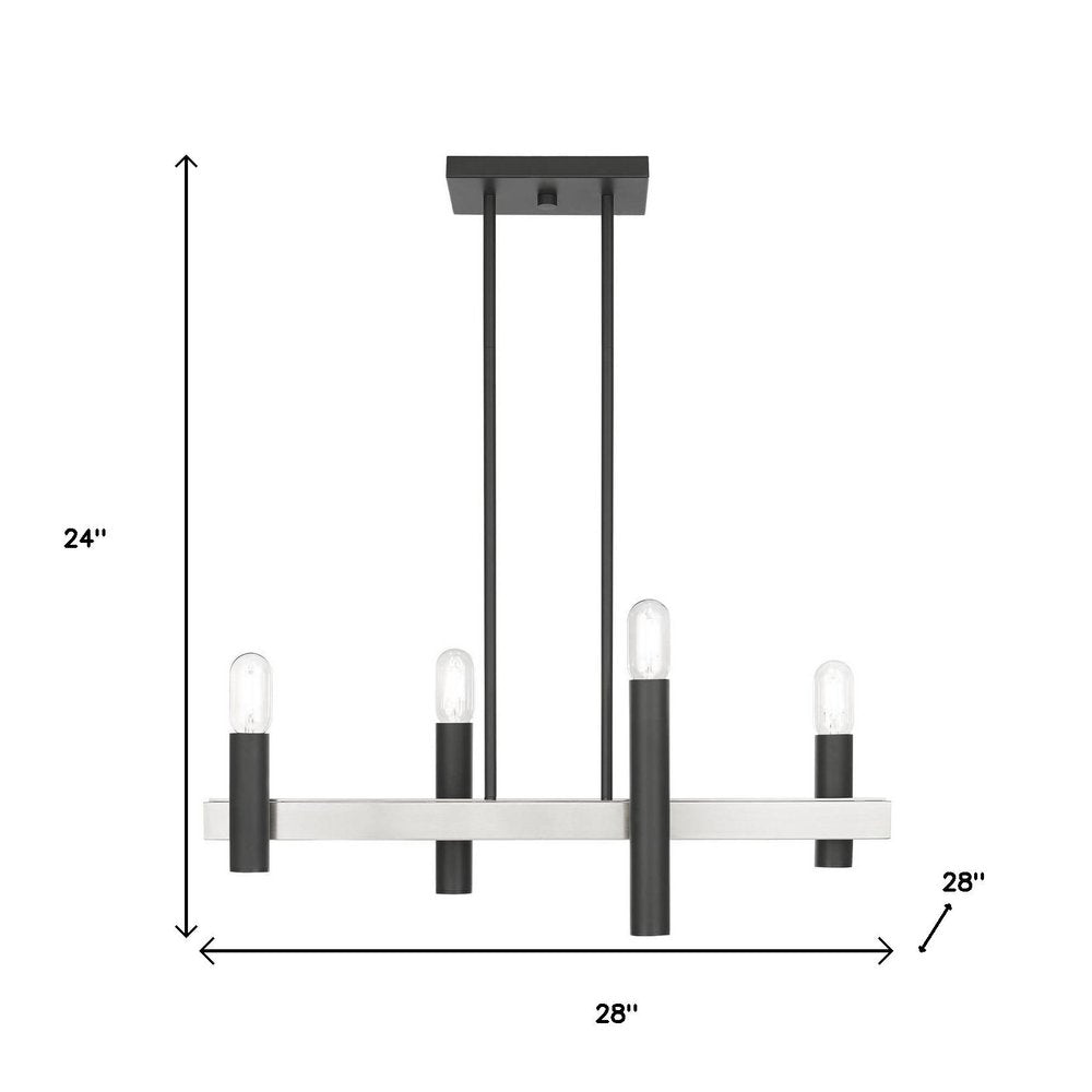 Nickel Four Light Metal Dimmable Chandelier With Shades HomeRoots