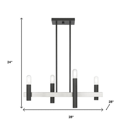 Nickel Four Light Metal Dimmable Chandelier With Shades HomeRoots