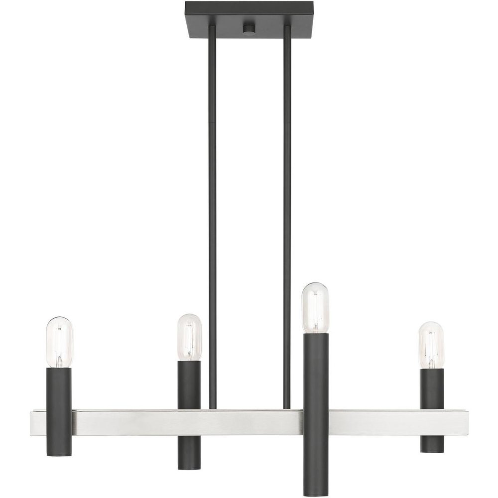 Nickel Four Light Metal Dimmable Chandelier With Shades HomeRoots