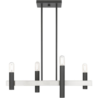 Nickel Four Light Metal Dimmable Chandelier With Shades HomeRoots