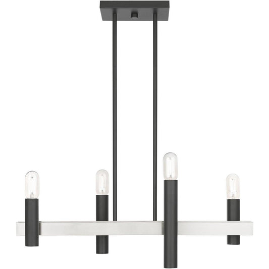 Nickel Four Light Metal Dimmable Chandelier With Shades HomeRoots
