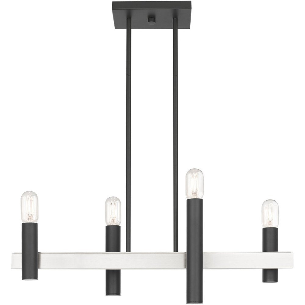 Nickel Four Light Metal Dimmable Chandelier With Shades HomeRoots
