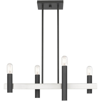 Nickel Four Light Metal Dimmable Chandelier With Shades HomeRoots