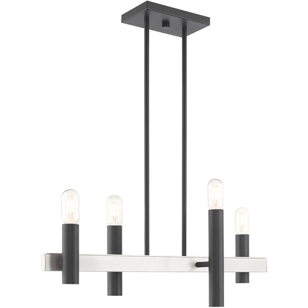 Nickel Four Light Metal Dimmable Chandelier With Shades HomeRoots