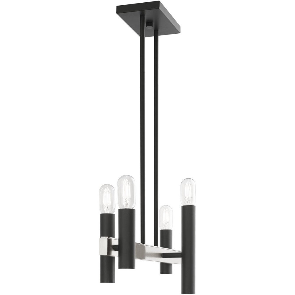 Nickel Four Light Metal Dimmable Chandelier With Shades HomeRoots