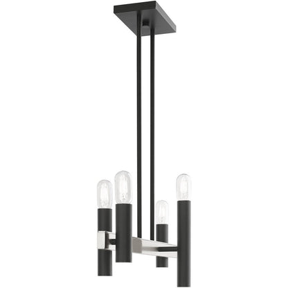 Nickel Four Light Metal Dimmable Chandelier With Shades HomeRoots