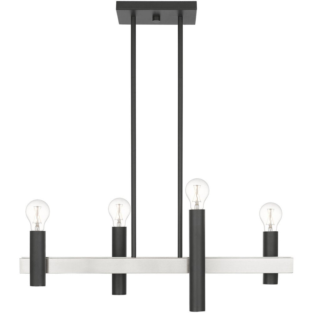Nickel Four Light Metal Dimmable Chandelier With Shades HomeRoots