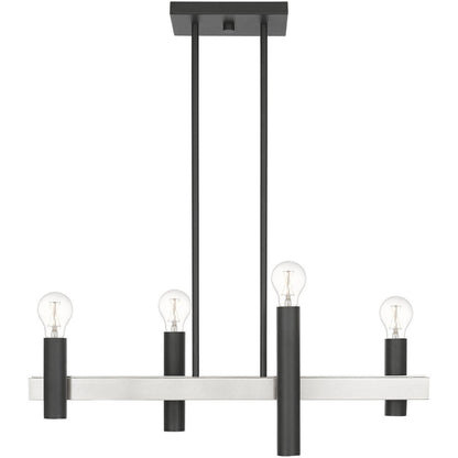 Nickel Four Light Metal Dimmable Chandelier With Shades HomeRoots