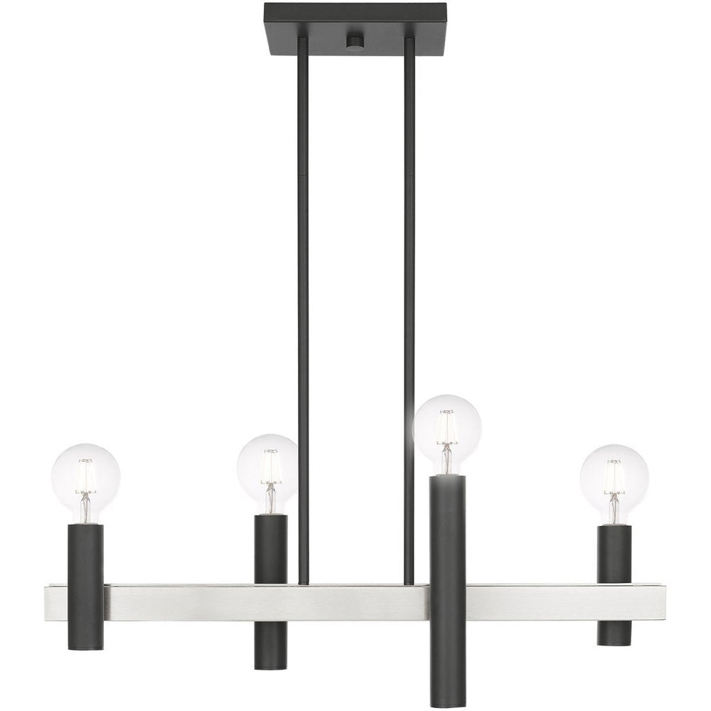 Nickel Four Light Metal Dimmable Chandelier With Shades HomeRoots