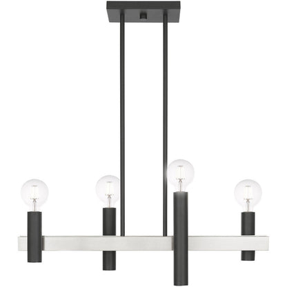 Nickel Four Light Metal Dimmable Chandelier With Shades HomeRoots