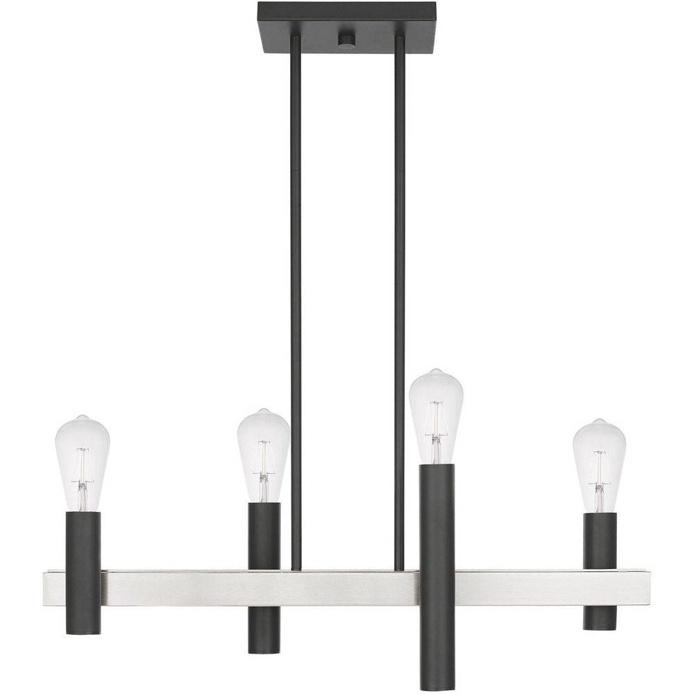 Nickel Four Light Metal Dimmable Chandelier With Shades HomeRoots