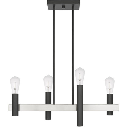 Nickel Four Light Metal Dimmable Chandelier With Shades HomeRoots