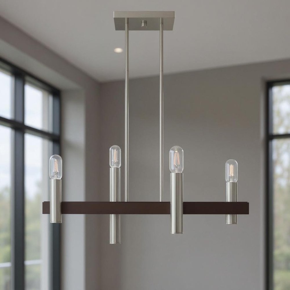 Bronze Four Light Metal Dimmable Chandelier With Shades HomeRoots