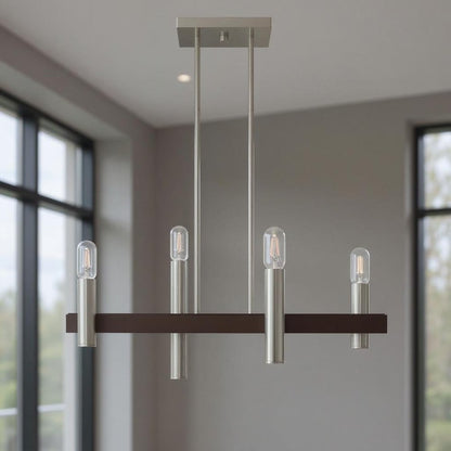 Bronze Four Light Metal Dimmable Chandelier With Shades HomeRoots