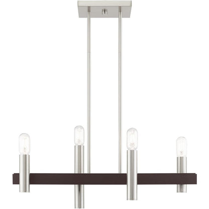 Bronze Four Light Metal Dimmable Chandelier With Shades HomeRoots