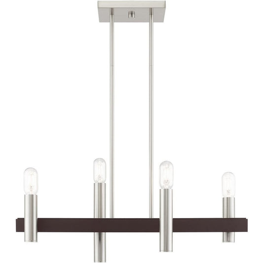 Bronze Four Light Metal Dimmable Chandelier With Shades HomeRoots