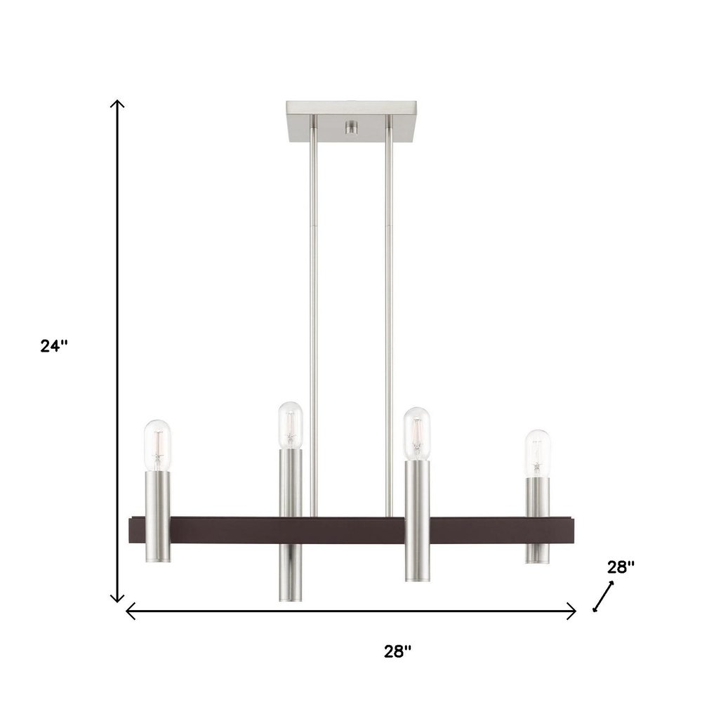 Bronze Four Light Metal Dimmable Chandelier With Shades HomeRoots