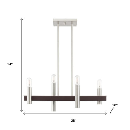 Bronze Four Light Metal Dimmable Chandelier With Shades HomeRoots