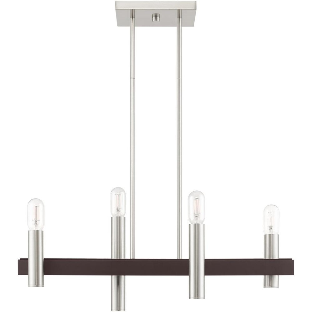 Bronze Four Light Metal Dimmable Chandelier With Shades HomeRoots