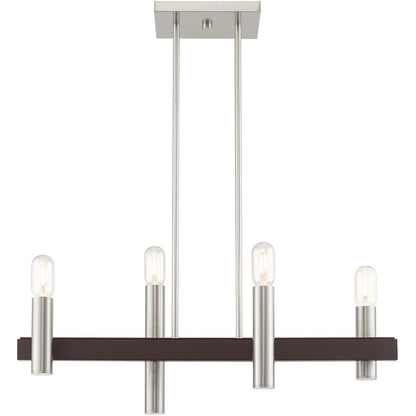 Bronze Four Light Metal Dimmable Chandelier With Shades HomeRoots