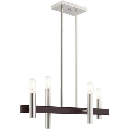 Bronze Four Light Metal Dimmable Chandelier With Shades HomeRoots