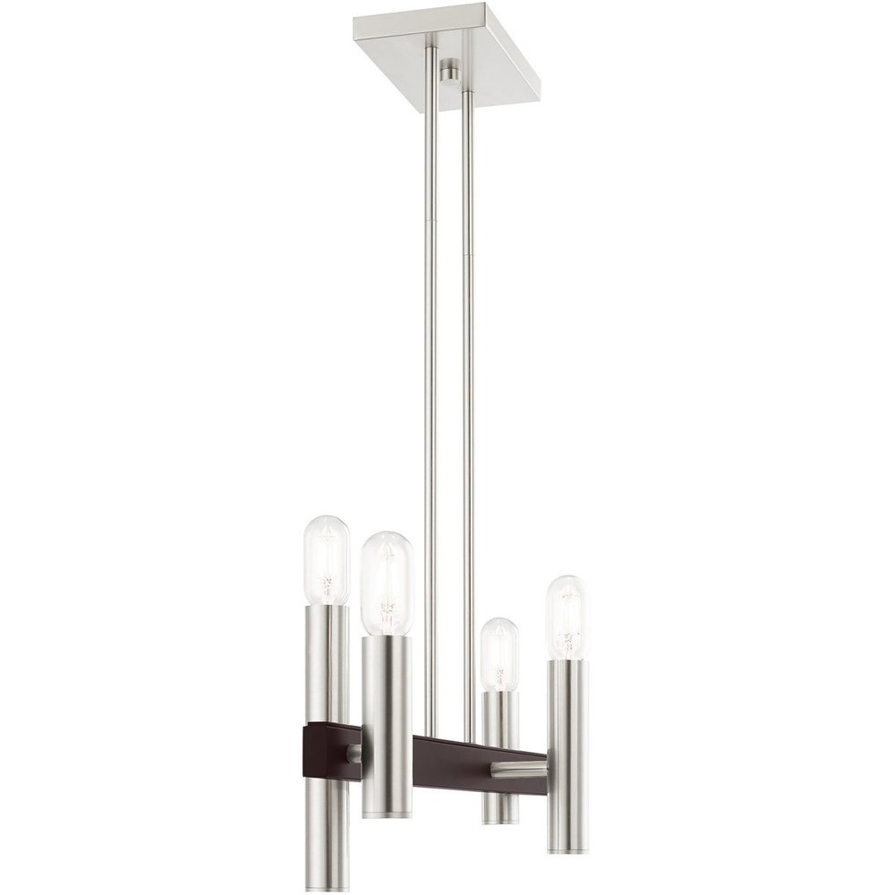 Bronze Four Light Metal Dimmable Chandelier With Shades HomeRoots