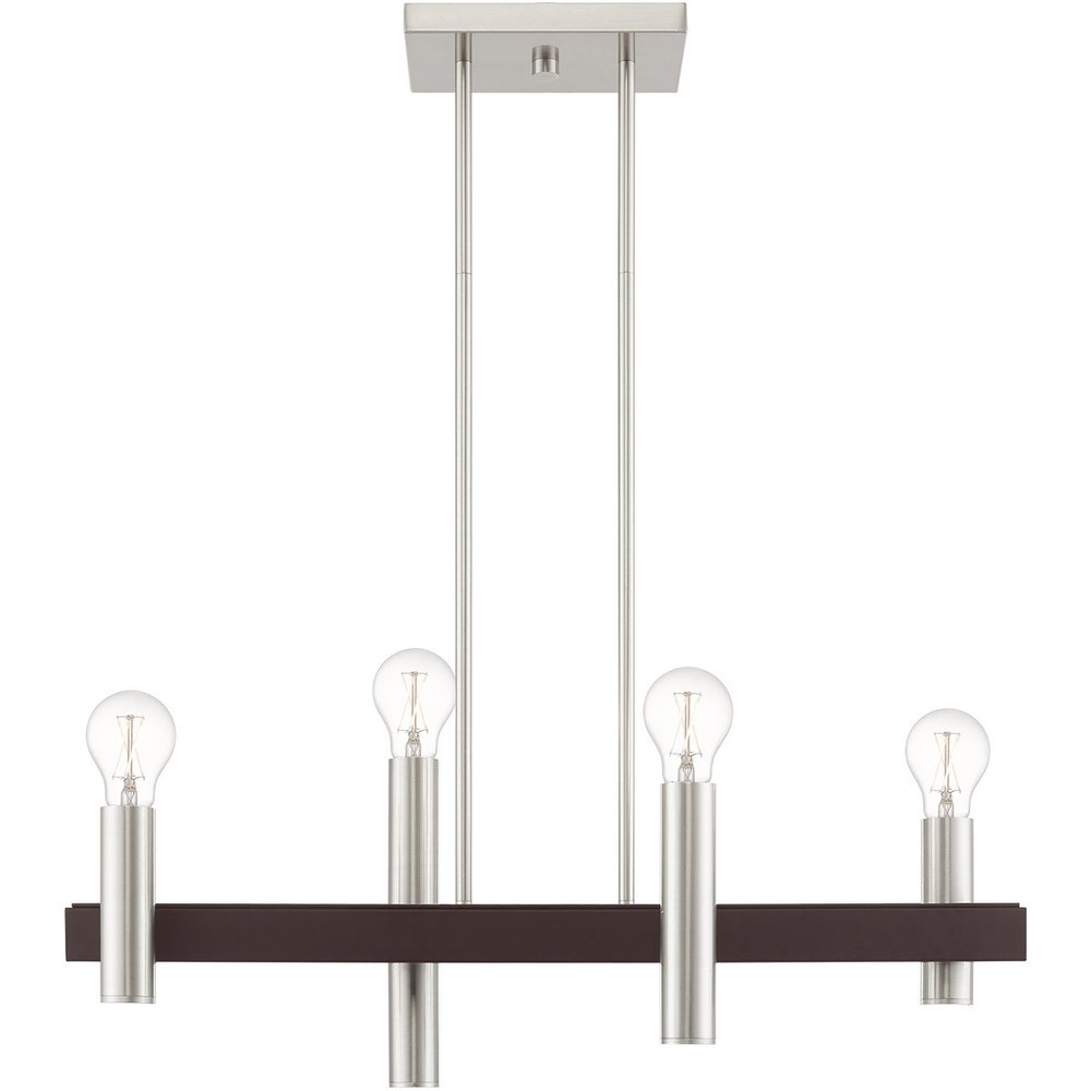 Bronze Four Light Metal Dimmable Chandelier With Shades HomeRoots