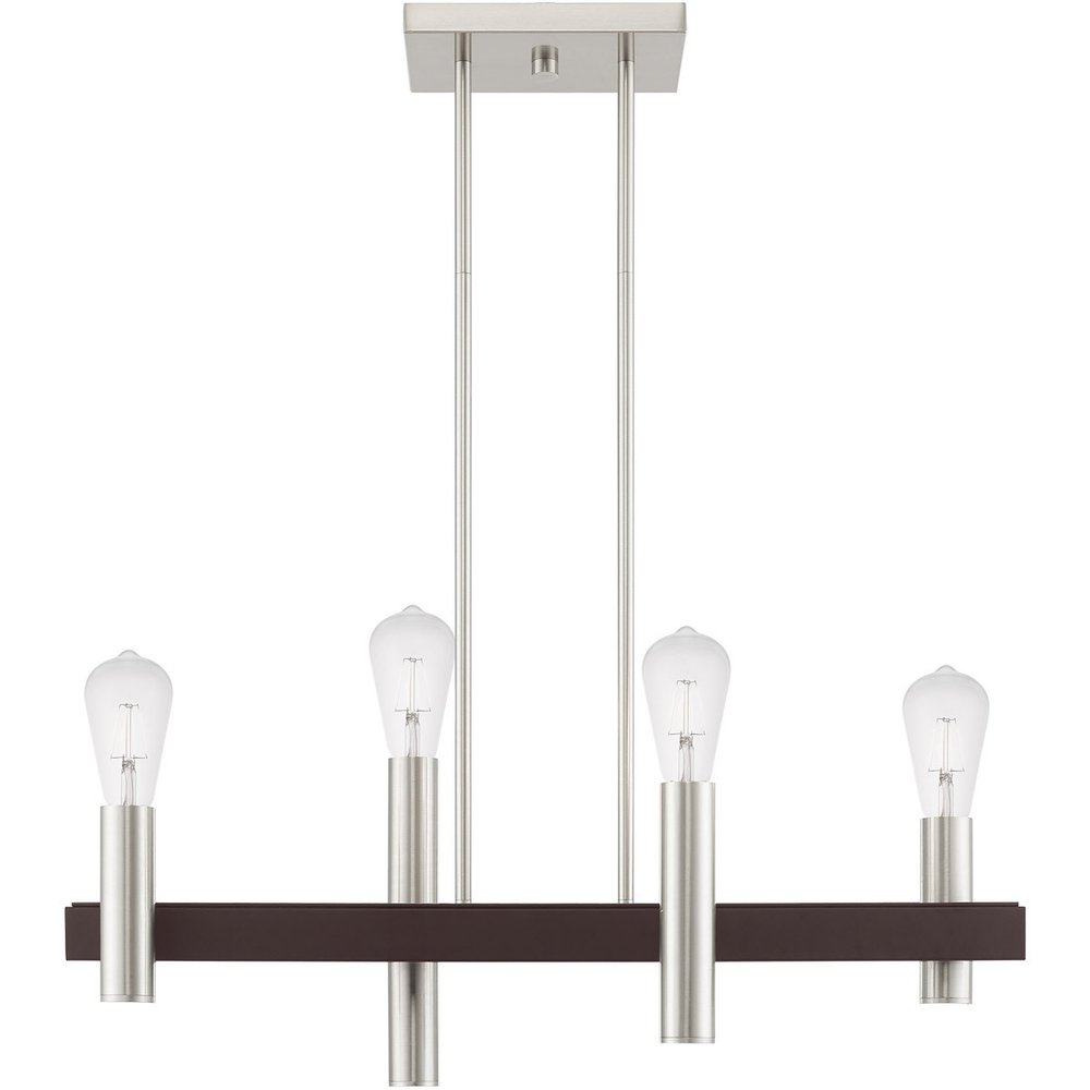 Bronze Four Light Metal Dimmable Chandelier With Shades HomeRoots